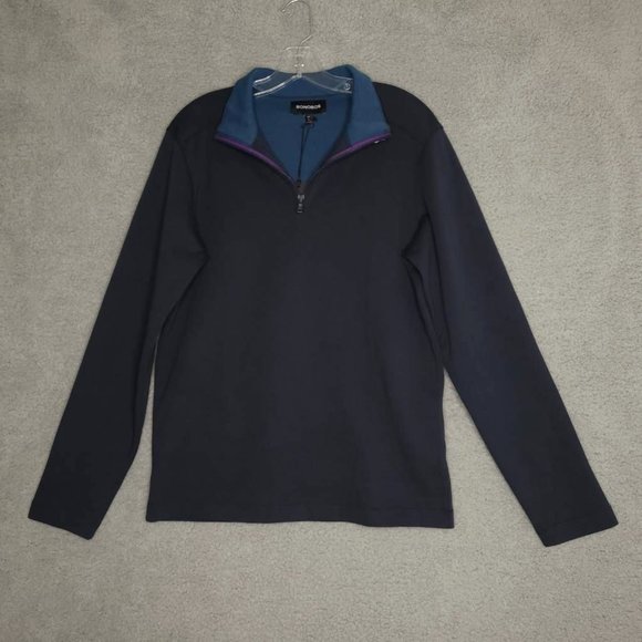 Bonobos Womens Pullover Sweater Black Long Sleeve Half Zip Tight Knit Peru S New - Picture 1 of 8